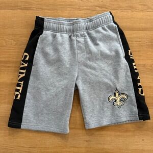 New Orleans Saints Kids Medium 10-12 Sweat Shorts Gray Black Gold NFL